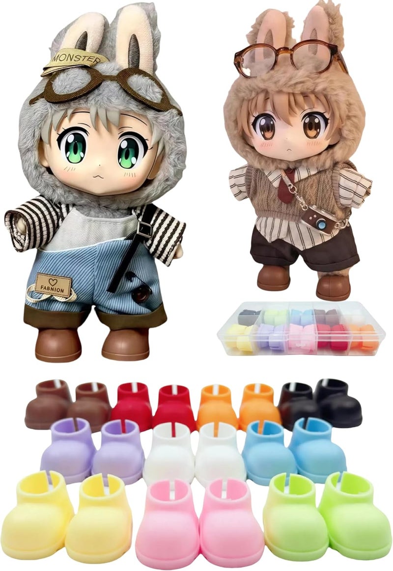 TerraSurge Store Doll Shoes for Labubu,10 Pairs Cute Labubu Shoes Set,Including Pink Labubu Boots,17cm Labubu Accessories(no Doll) - Image 1